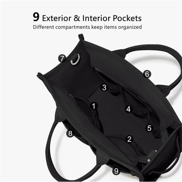 Canvas Tote Bag for Women, Black - Picture 5 of 7